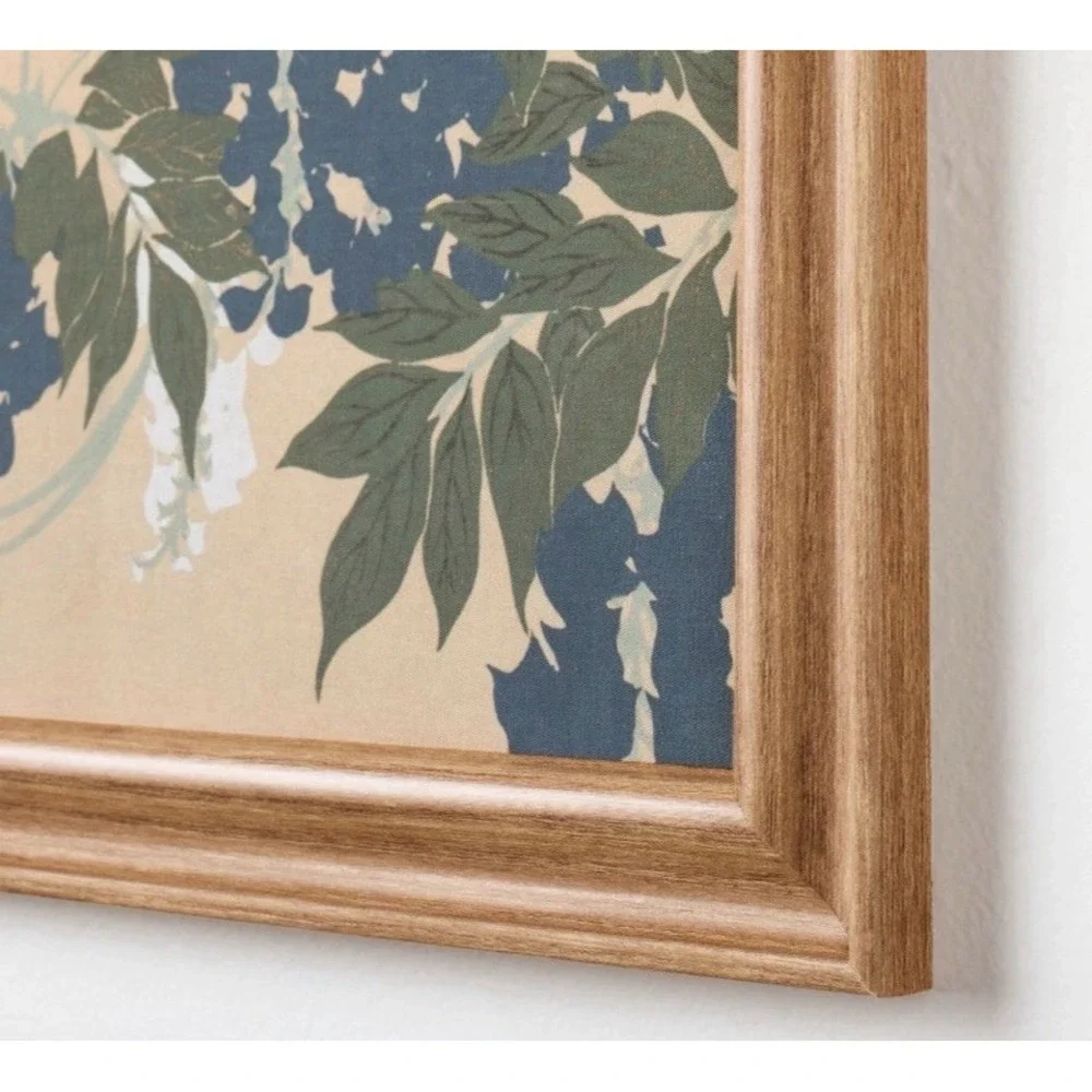 Hearth & Hand Magnolia Leaves Framed Wall Art Blue Green 11x14 Wood Finish Frame